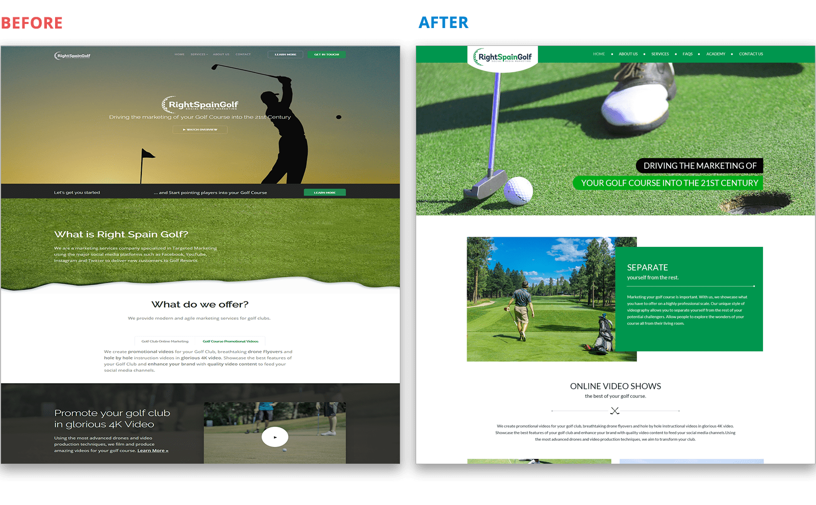 Spain golf before after